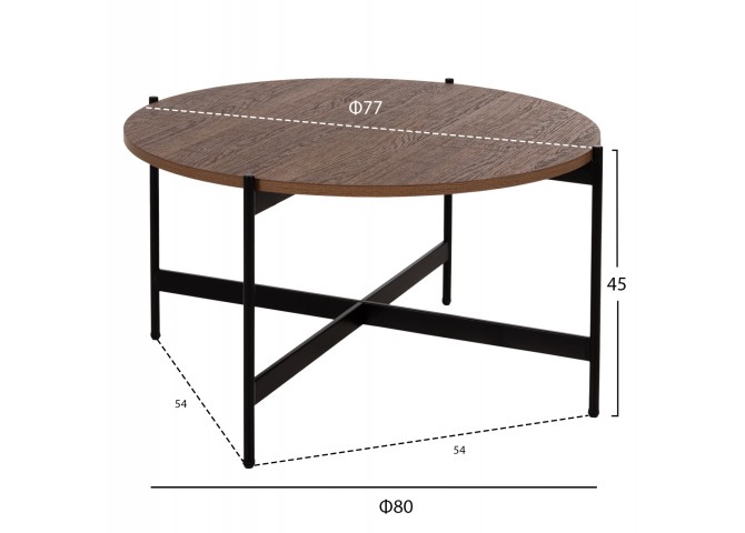 ΣΕΤ 2ΤΜΧ ΤΡΑΠΕΖΙΑ ΣΑΛΟΝΙΟΥ RONDA HM21089.03 MDF ΣΕ ΚΑΡΥΔΙ ΧΡΩΜΑ Φ80εκ & Φ50εκ