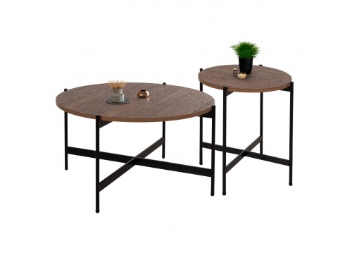 ΣΕΤ 2ΤΜΧ ΤΡΑΠΕΖΙΑ ΣΑΛΟΝΙΟΥ RONDA HM21089.03 MDF ΣΕ ΚΑΡΥΔΙ ΧΡΩΜΑ Φ80εκ & Φ50εκ