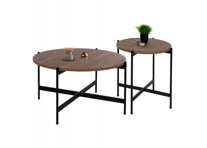 ΣΕΤ 2ΤΜΧ ΤΡΑΠΕΖΙΑ ΣΑΛΟΝΙΟΥ RONDA HM21089.03 MDF ΣΕ ΚΑΡΥΔΙ ΧΡΩΜΑ Φ80εκ & Φ50εκ