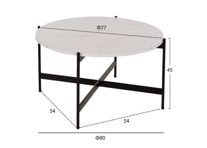 ΣΕΤ 2ΤΜΧ ΤΡΑΠΕΖΙΑ ΣΑΛΟΝΙΟΥ RONDA HM21089.04 MDF ΛΕΥΚΟ ΜΑΡΜΑΡΟ Φ80εκ & Φ50εκ