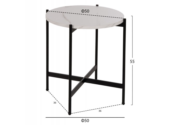 ΣΕΤ 2ΤΜΧ ΤΡΑΠΕΖΙΑ ΣΑΛΟΝΙΟΥ RONDA HM21089.04 MDF ΛΕΥΚΟ ΜΑΡΜΑΡΟ Φ80εκ & Φ50εκ