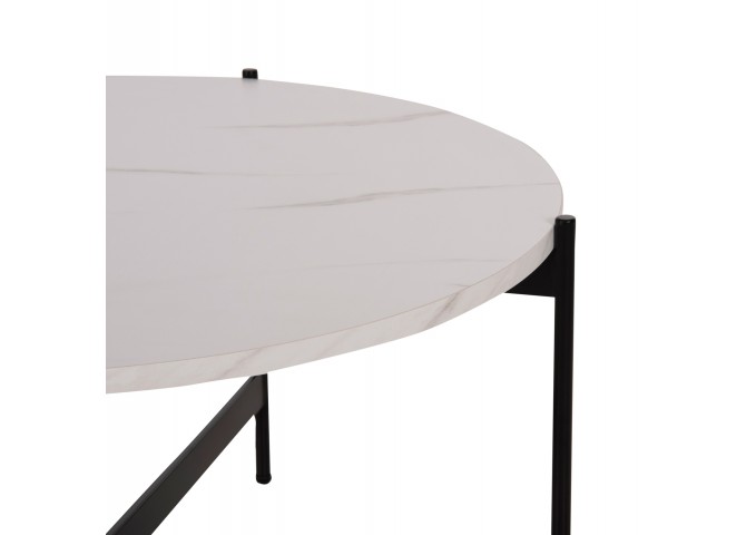 ΣΕΤ 2ΤΜΧ ΤΡΑΠΕΖΙΑ ΣΑΛΟΝΙΟΥ RONDA HM21089.04 MDF ΛΕΥΚΟ ΜΑΡΜΑΡΟ Φ80εκ & Φ50εκ