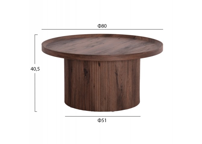 ΣΕΤ 2ΤΜΧ ΤΡΑΠΕΖΙΑ ΣΑΛΟΝΙΟΥ MARGON HM21084 MDF ΣΚΟΥΡΟ ΚΑΦΕ Φ80εκ & Φ45εκ