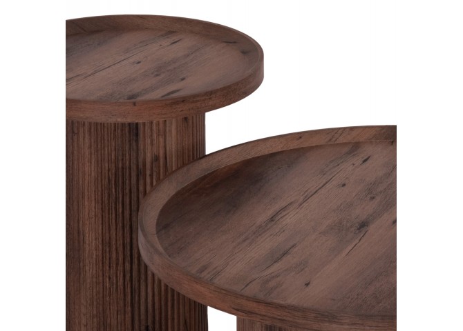 ΣΕΤ 2ΤΜΧ ΤΡΑΠΕΖΙΑ ΣΑΛΟΝΙΟΥ MARGON HM21084 MDF ΣΚΟΥΡΟ ΚΑΦΕ Φ80εκ & Φ45εκ