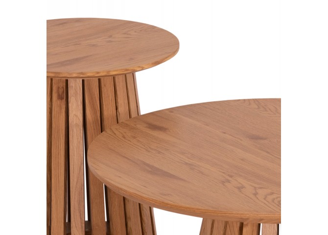 ΣΕΤ 2ΤΜΧ ΤΡΑΠΕΖΙΑ ΣΑΛΟΝΙΟΥ TALBERT HM21083 MDF ΦΥΣΙΚΟ ΞΥΛΟΥ Φ80εκ & Φ45εκ