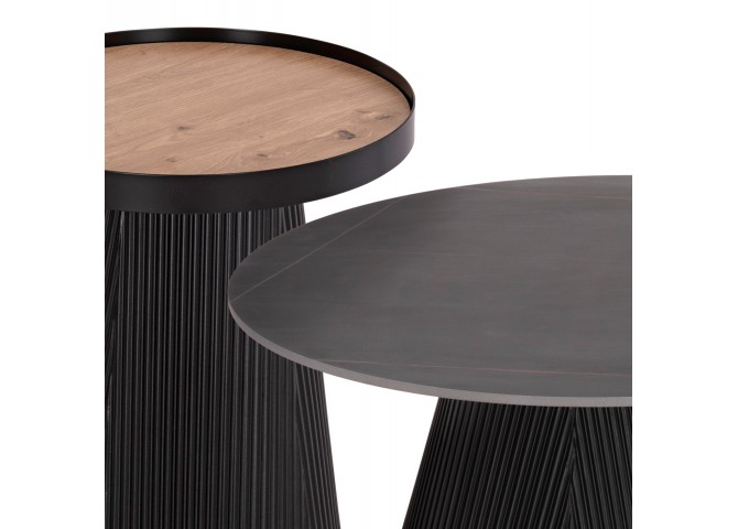 ΣΕΤ 2ΤΜΧ ΤΡΑΠΕΖΙΑ ΣΑΛΟΝΙΟΥ DUNCAN HM21081 MDF ΚΑΙ ΚΕΡΑΜΙΚΟ TOP Φ80εκ & Φ45εκ