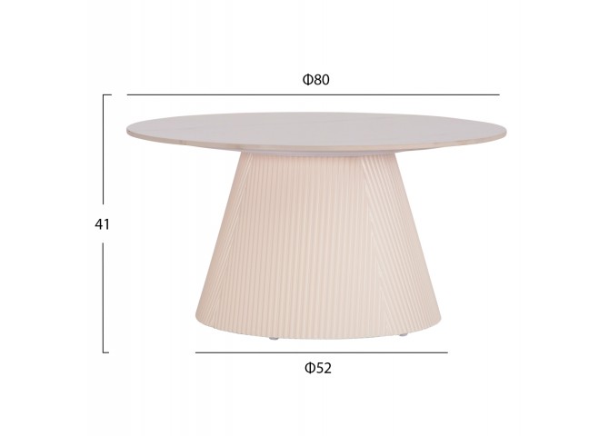 ΣΕΤ 2ΤΜΧ ΤΡΑΠΕΖΙΑ ΣΑΛΟΝΙΟΥ DUNCAN HM21082 MDF ΚΡΕΜ ΚΑΙ ΚΕΡΑΜΙΚΟ TOP Φ80εκ & Φ45εκ