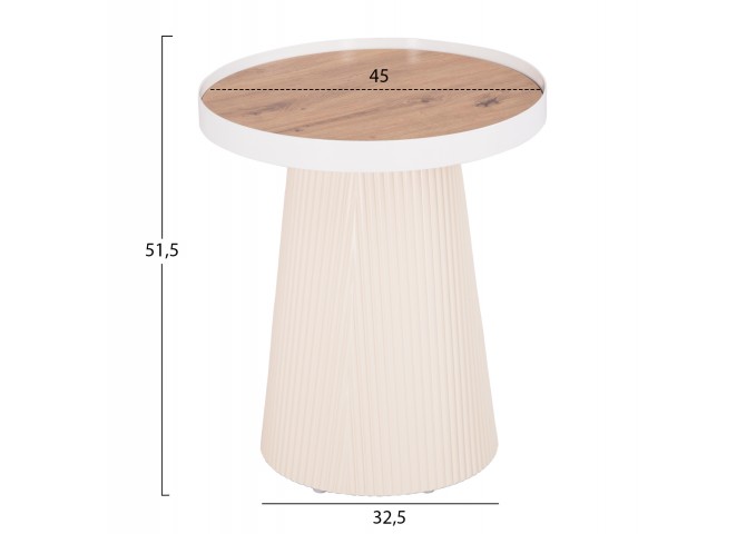 ΣΕΤ 2ΤΜΧ ΤΡΑΠΕΖΙΑ ΣΑΛΟΝΙΟΥ DUNCAN HM21082 MDF ΚΡΕΜ ΚΑΙ ΚΕΡΑΜΙΚΟ TOP Φ80εκ & Φ45εκ