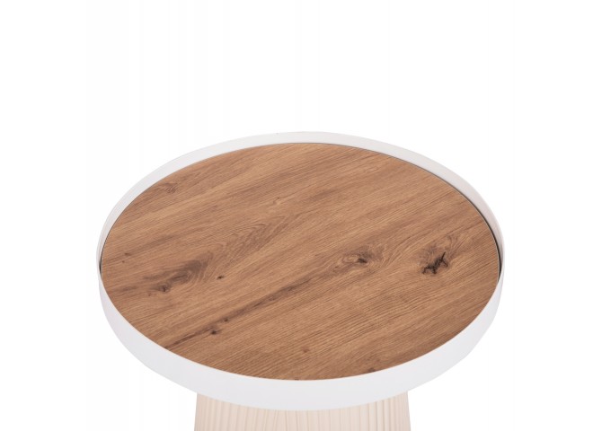 ΣΕΤ 2ΤΜΧ ΤΡΑΠΕΖΙΑ ΣΑΛΟΝΙΟΥ DUNCAN HM21082 MDF ΚΡΕΜ ΚΑΙ ΚΕΡΑΜΙΚΟ TOP Φ80εκ & Φ45εκ