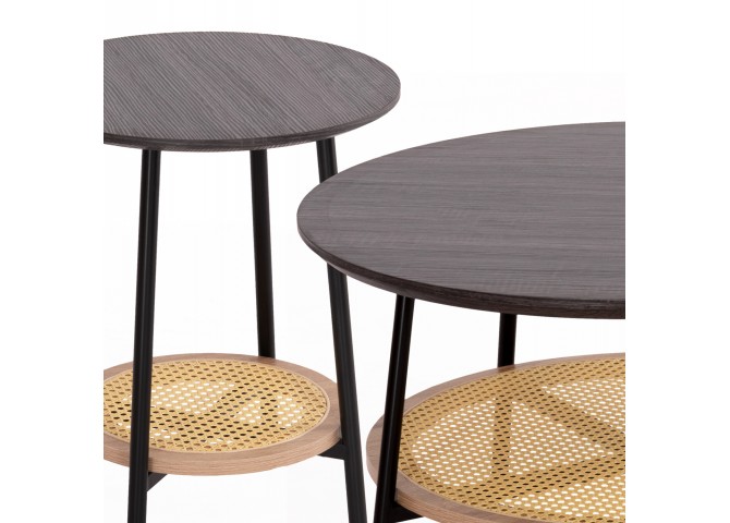 ΣΕΤ 2ΤΜΧ ΤΡΑΠΕΖΙΑ ΣΑΛΟΝΙΟΥ SEWELL HM21087 MDF-ΜΕΤΑΛΛΟ-ΣΥΝΘΕΤΙΚΟ RATTAN Φ80εκ & Φ45εκ