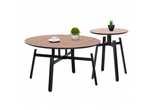 ΣΕΤ 2ΤΜΧ ΤΡΑΠΕΖΙΑ ΣΑΛΟΝΙΟΥ NORTON HM21088 MDF-ΜΕΤΑΛΛΟ Φ80εκ & Φ45εκ