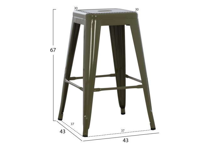 ΣΚΑΜΠΟ ΜΕΣΑΙΟΥ ΥΨΟΥΣ ΜΕΤΑΛΛΙΚΟ MELITA-PRO HM8573.43 DARK OLIVE GREEN 43x43x67Υεκ.