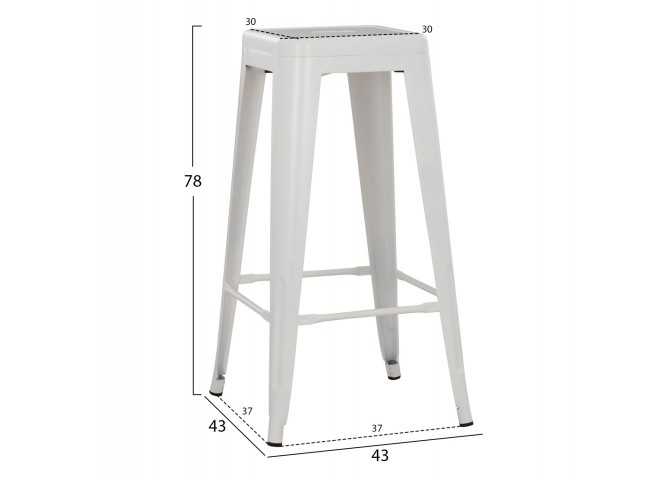 ΣΚΑΜΠΟ ΜΠΑΡ ΜΕΤΑΛΛΙΚΟ MELITA-PRO HM8642.41 ΣΕ ΛΕΥΚΟ ΜΑΤ 43x43x78Υεκ.