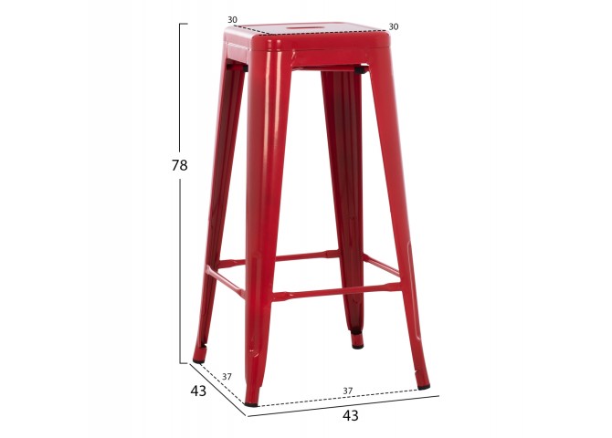 ΣΚΑΜΠΟ ΜΠΑΡ ΜΕΤΑΛΛΙΚΟ MELITA-PRO HM8642.44 ΣΕ ΚΟΚΚΙΝΟ 43x43x78Υεκ.