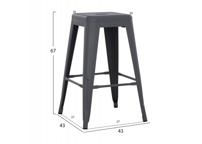 ΣΚΑΜΠΟ ΜΕΣΑΙΟΥ ΥΨΟΥΣ ΜΕΤΑΛΛΙΚΟ MELITA-PRO HM8573.50 ΓΚΡΙ 43x43x67Υεκ.