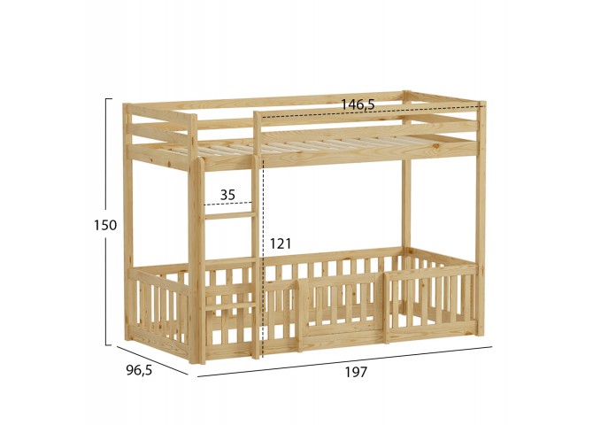 ΠΑΙΔΙΚΗ ΚΟΥΚΕΤΑ ΜΕ ΠΑΡΚΑΚΙ PLAYKID HM703.01 ΞΥΛΟ ΠΕΥΚΟΥ ΦΥΣΙΚΟ ΓΙΑ 190x90εκ