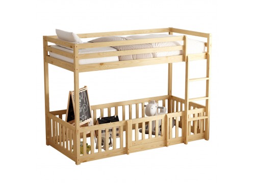 ΠΑΙΔΙΚΗ ΚΟΥΚΕΤΑ ΜΕ ΠΑΡΚΑΚΙ PLAYKID HM703.01 ΞΥΛΟ ΠΕΥΚΟΥ ΦΥΣΙΚΟ ΓΙΑ 190x90εκ