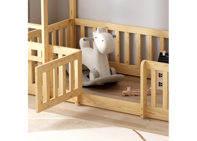 ΠΑΙΔΙΚΗ ΚΟΥΚΕΤΑ ΜΕ ΠΑΡΚΑΚΙ PLAYKID HM703.01 ΞΥΛΟ ΠΕΥΚΟΥ ΦΥΣΙΚΟ ΓΙΑ 190x90εκ