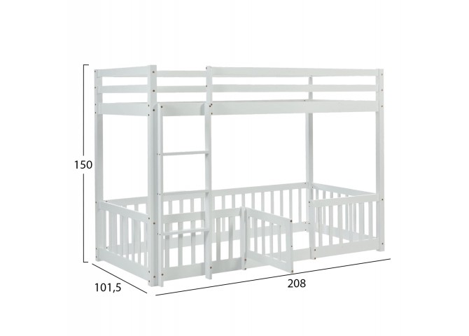 ΠΑΙΔΙΚΗ ΚΟΥΚΕΤΑ ΜΕ ΠΑΡΚΑΚΙ PLAYKID HM703.03 ΞΥΛΟ ΠΕΥΚΟΥ ΛΕΥΚΟ ΓΙΑ 190x90εκ