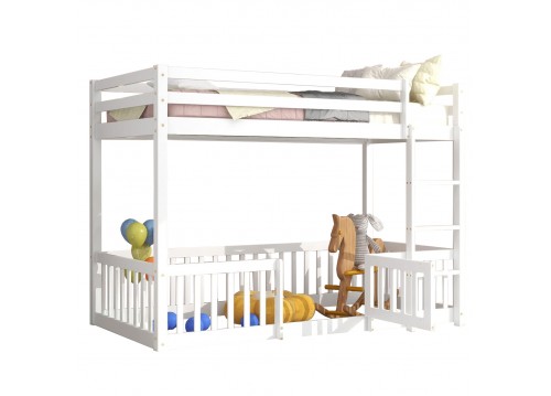 ΠΑΙΔΙΚΗ ΚΟΥΚΕΤΑ ΜΕ ΠΑΡΚΑΚΙ PLAYKID HM703.03 ΞΥΛΟ ΠΕΥΚΟΥ ΛΕΥΚΟ ΓΙΑ 190x90εκ