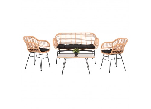 ΣΕΤ ΣΑΛΟΝΙ ΕΞΩΤΕΡΙΚΟΥ ΧΩΡΟΥ 4ΤΜΧ ALLEGRA HM21052 WICKER-ΜΕΤΑΛΛΟ