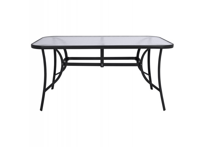ΤΡΑΠΕΖΙ BRUNO 150X90Χ72Υεκ. ΜΕΤΑΛΛΙΚΟ ΜΑΥΡΟ ΜΕ ΓΥΑΛΙΝΗ ΕΠΙΦΑΝΕΙΑ HM5145.03