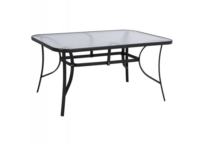 ΤΡΑΠΕΖΙ BRUNO 150X90Χ72Υεκ. ΜΕΤΑΛΛΙΚΟ ΜΑΥΡΟ ΜΕ ΓΥΑΛΙΝΗ ΕΠΙΦΑΝΕΙΑ HM5145.03