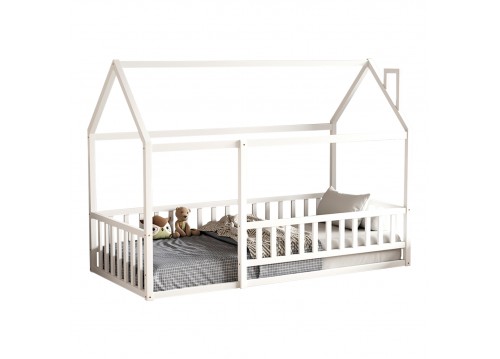 ΚΡΕΒΑΤΙ ΠΑΙΔΙΚΟ ΜΕ ΚΑΓΚΕΛΟ HOUSER HM706.03 τ.MONTESSORI ΞΥΛΟ ΠΕΥΚΟ ΛΕΥΚΟ-190x90εκ
