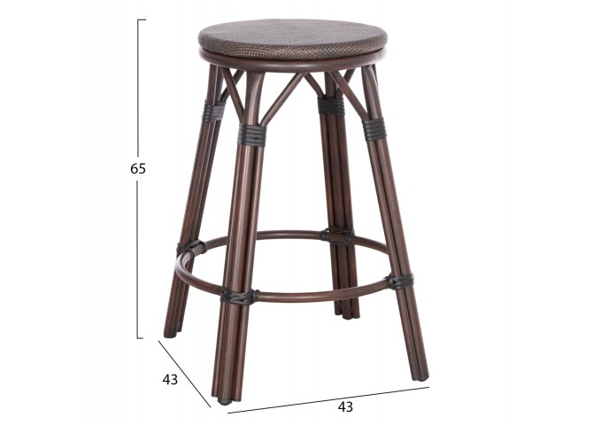 ΣΚΑΜΠΟ ΑΛΟΥΜΙΝΙΟΥ ΜΕΣ.ΥΨΟΥΣ CHINO HM6286.01 BAMBOO LOOK & TEXTILENE ΚΑΦΕ 43x43x65Υεκ