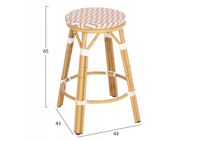 ΣΚΑΜΠΟ ΑΛΟΥΜΙΝΙΟΥ ΜΕΣ.ΥΨΟΥΣ CHINO HM6286.04 BAMBOO LOOK ΦΥΣΙΚΟ & TEXTILENE 43x43x65Υεκ