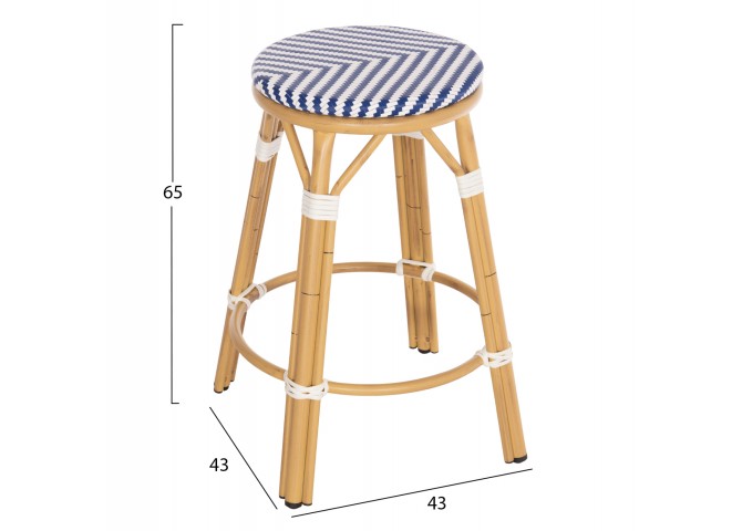 ΣΚΑΜΠΟ ΑΛΟΥΜΙΝΙΟΥ ΜΕΣ.ΥΨΟΥΣ CHINO HM6286.05 BAMBOO LOOK & TEXTILENE ΜΠΛΕ 43x43x65Υεκ