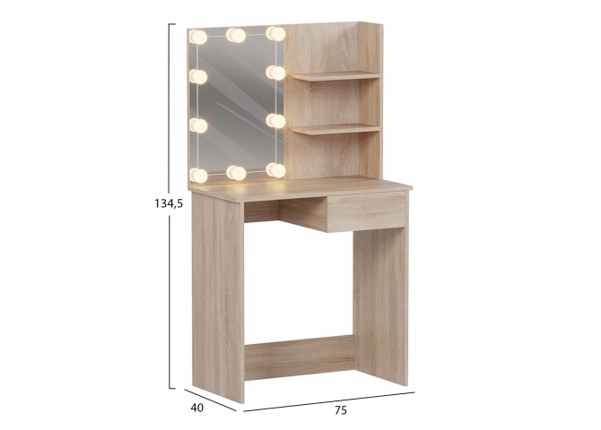 ΤΟΥΑΛΕΤΑ ΜΕ ΦΩΤΙΣΜΟ LED & ΡΑΦΙΑ LAURYN HM2501.01 ΜΕΛΑΜΙΝΗ ΣΕ SONAMA 75x40x134.5Υεκ