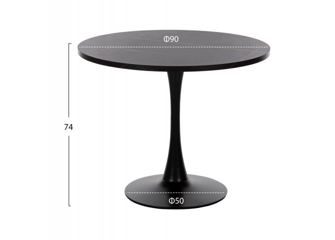ΤΡΑΠΕΖΙ ΤΡΑΠΕΖΑΡΙΑΣ ROLLO HM9421.12 ΣΤΡΟΓΓΥΛΟ BLACK MARBLE Φ90x74Υεκ.