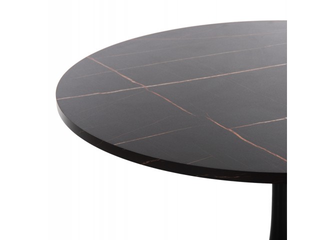 ΤΡΑΠΕΖΙ ΤΡΑΠΕΖΑΡΙΑΣ ROLLO HM9421.12 ΣΤΡΟΓΓΥΛΟ BLACK MARBLE Φ90x74Υεκ.