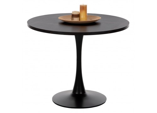 ΤΡΑΠΕΖΙ ΤΡΑΠΕΖΑΡΙΑΣ ROLLO HM9421.12 ΣΤΡΟΓΓΥΛΟ BLACK MARBLE Φ90x74Υεκ.