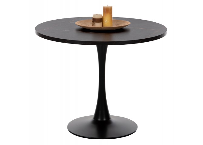 ΤΡΑΠΕΖΙ ΤΡΑΠΕΖΑΡΙΑΣ ROLLO HM9421.12 ΣΤΡΟΓΓΥΛΟ BLACK MARBLE Φ90x74Υεκ.