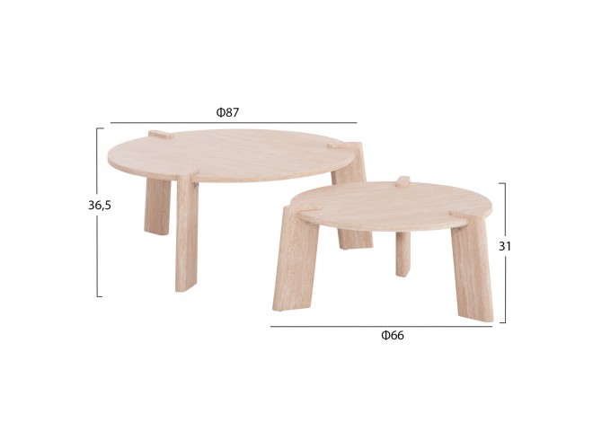 ΣΕΤ 2ΤΜΧ ΤΡΑΠΕΖΙΑ ΣΑΛΟΝΙΟΥ EQUIL HM9943.01 MDF ΜΕ ΜΕΛΑΜΙΝΗ-ΦΥΣΙΚΟ 66x66εκ + 87x87εκ