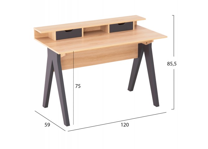 ΓΡΑΦΕΙΟ REXIN HM18290 ΜΕΛΑΜΙΝΗ ΣΕ SONAMA-ΓΚΡΙ 120x19-59x75-85,5ΥΥεκ.