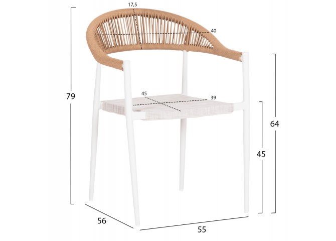 ΠΟΛΥΘΡΟΝΑ BERG HM6284.01 ΑΛΟΥΜΙΝΙΟ & TEXTILENE ΛΕΥΚΟ--P.E.TWISTED RATTAN 55x56x79Υεκ