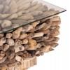 ΤΡΑΠΕΖΙ ΣΑΛΟΝΙΟΥ ΤΕΤΡΑΓΩΝΟ SPARROW HM9961 DRIFTWOOD--ΓΥΑΛΙ 75x75x51Υεκ.