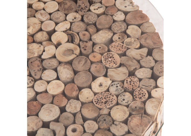 ΤΡΑΠΕΖΙ ΣΑΛΟΝΙΟΥ ΣΤΡΟΓΓΥΛΟ SPARROW HM9963 DRIFTWOOD--ΓΥΑΛΙ Φ65x51,5Υεκ.