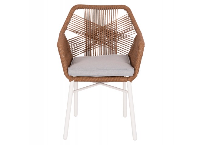 ΠΟΛΥΘΡΟΝΑ TOPIN HM6048.11 ΑΛΟΥΜΙΝΙΟ ΛΕΥΚΟ-P.E. RATTAN ΜΠΕΖ 59x63x81Υεκ