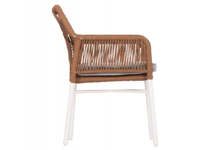 ΠΟΛΥΘΡΟΝΑ TOPIN HM6048.11 ΑΛΟΥΜΙΝΙΟ ΛΕΥΚΟ-P.E. RATTAN ΜΠΕΖ 59x63x81Υεκ