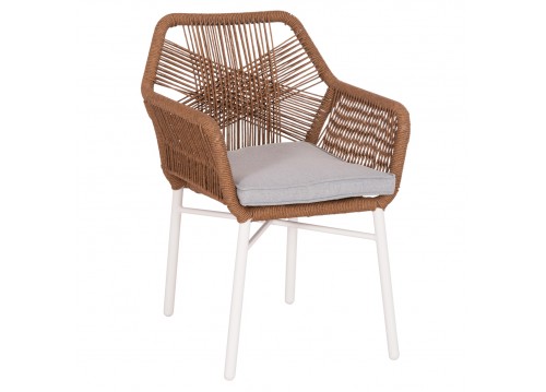 ΠΟΛΥΘΡΟΝΑ TOPIN HM6048.11 ΑΛΟΥΜΙΝΙΟ ΛΕΥΚΟ-P.E. RATTAN ΜΠΕΖ 59x63x81Υεκ