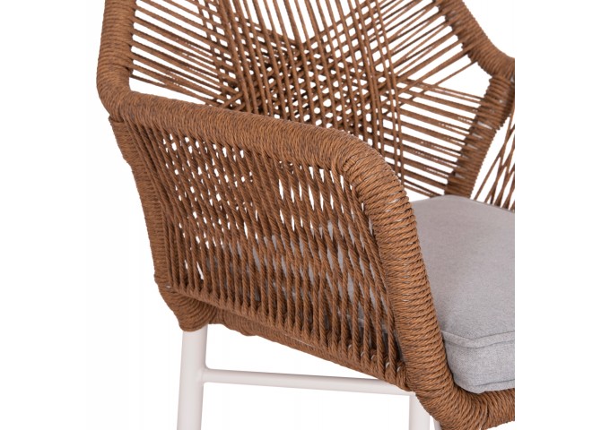 ΠΟΛΥΘΡΟΝΑ TOPIN HM6048.11 ΑΛΟΥΜΙΝΙΟ ΛΕΥΚΟ-P.E. RATTAN ΜΠΕΖ 59x63x81Υεκ