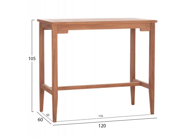 ΤΡΑΠΕΖΙ ΜΠΑΡ CRANSTON HM18111 ΞΥΛΟ ΤΕΑΚ--ΦΥΣΙΚΟ ΧΡΩΜΑ 120x60x105Υεκ.