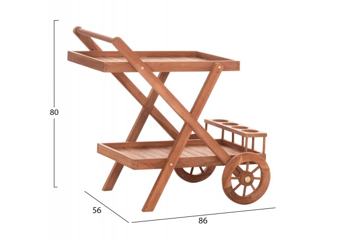 ΔΙΣΚΟΣ ΣΕΡΒΙΡΙΣΜΑΤΟΣ ΣΕ ΤΡΟΛΕΥ ALFRED HM4579 ΞΥΛΟ TEAK--ΦΥΣΙΚΟ 86x56x80Υεκ.