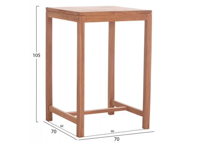 ΤΡΑΠΕΖΙ ΜΠΑΡ ΤΕΤΡΑΓΩΝΟ PRESSCOT HM18113 ΞΥΛΟ TEAK ΣΕ ΦΥΣΙΚΟ 70x70x105Υεκ.