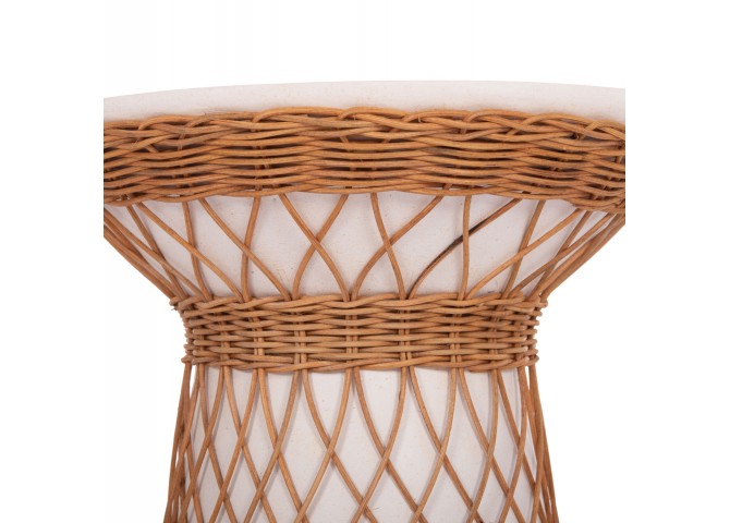 ΒΟΗΘΗΤΙΚΟ ΤΡΑΠΕΖΙ ΣΤΡΟΓΓΥΛΟ DELIA HM18167.02 FIBER CEMENT ΛΕΥΚΟ & RATTAN Φ40x45Υεκ