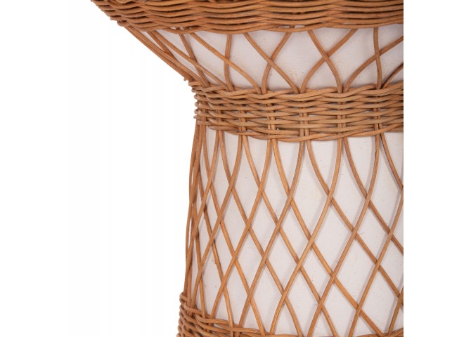 ΒΟΗΘΗΤΙΚΟ ΤΡΑΠΕΖΙ ΣΤΡΟΓΓΥΛΟ DELIA HM18167.02 FIBER CEMENT ΛΕΥΚΟ & RATTAN Φ40x45Υεκ